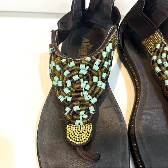Womens Alegria Zan Choco size 37 Boho Beaded Gladiator Thong Sandals - Picture 8 of 9
